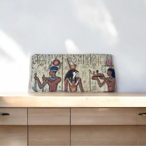 Veronese Egypt Wall Plaque Ancient Egyptian Pharaoh Scene Hand-painted 9.5x4.25”